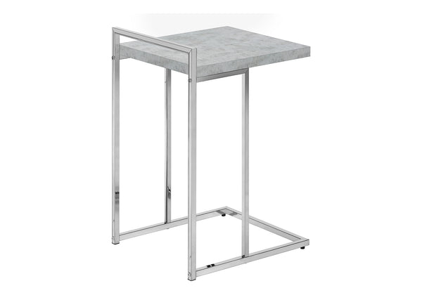 Monarch Specialties Accent Table, C-shaped, End, Side, Snack, Living Room, Bedroom, Grey Laminate, Chrome Metal, Contemporary, Modern Grey Particle Board,Laminate,Metal I 3639