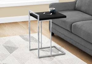Monarch Specialties Accent Table, C-shaped, End, Side, Snack, Living Room, Bedroom, Black Laminate, Chrome Metal, Contemporary, Modern Black Particle Board,Laminate,Metal I 3640
