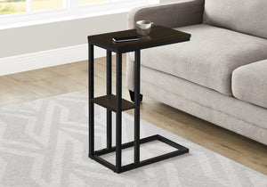 Monarch Specialties Accent Table, C-shaped, End, Side, Snack, Living Room, Bedroom, Brown Laminate, Black Metal, Contemporary, Modern Espresso Particle Board,Metal I 3670