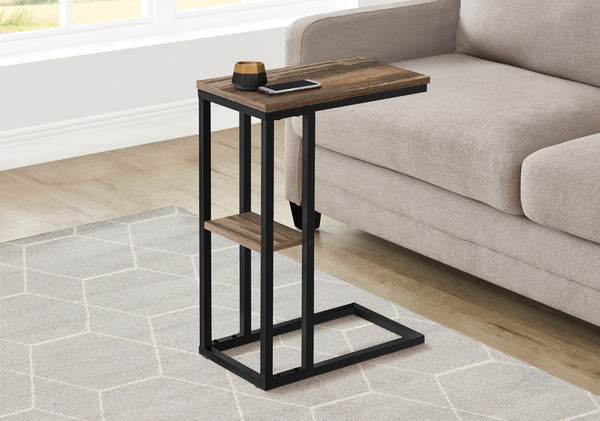 Monarch Specialties Accent Table, C-shaped, End, Side, Snack, Living Room, Bedroom, Brown Laminate, Black Metal, Contemporary, Modern Brown,Black, Black Particle Board,Metal I 3673
