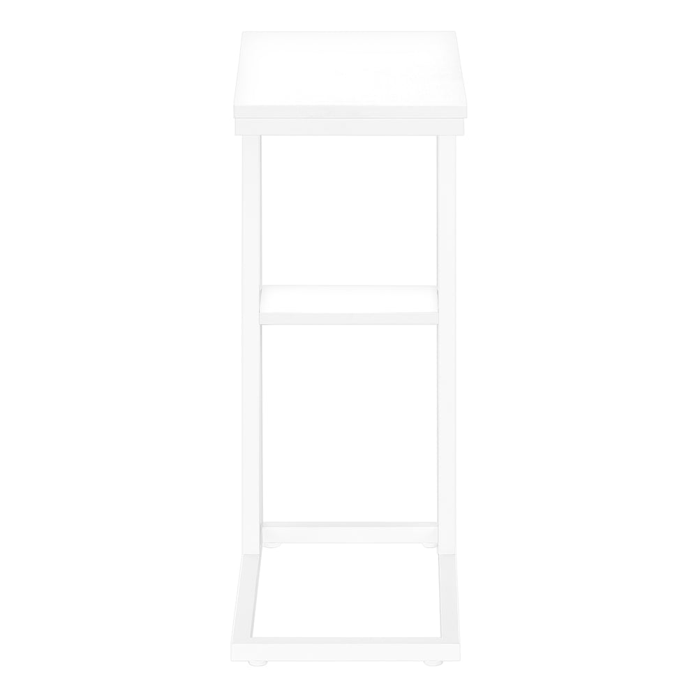 Monarch Specialties Accent Table, C-shaped, End, Side, Snack, Living Room, Bedroom, White Laminate, White Metal, Contemporary, Modern White Particle Board,Metal I 3676