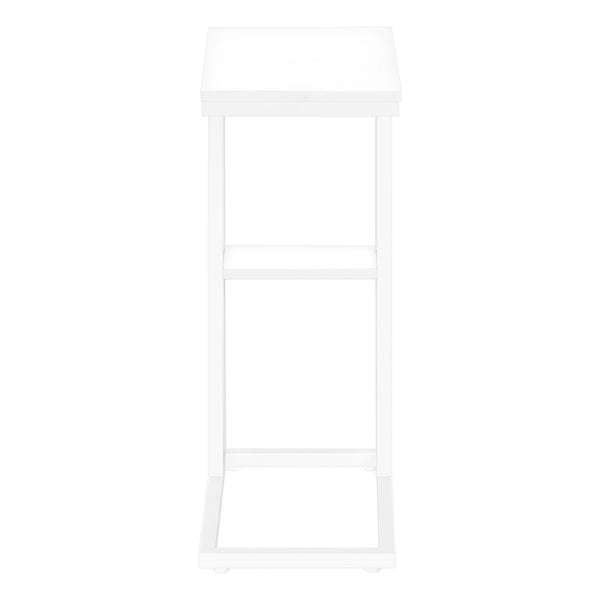 Monarch Specialties Accent Table, C-shaped, End, Side, Snack, Living Room, Bedroom, White Laminate, White Metal, Contemporary, Modern White Particle Board,Metal I 3676