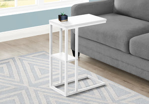 Monarch Specialties Accent Table, C-shaped, End, Side, Snack, Living Room, Bedroom, White Laminate, White Metal, Contemporary, Modern White Particle Board,Metal I 3676