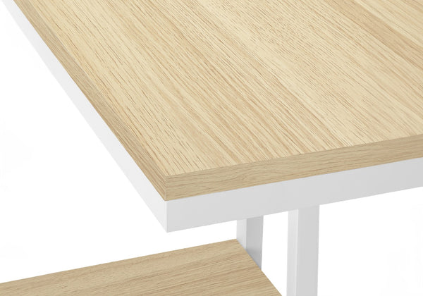 Monarch Specialties Accent Table, C-shaped, End, Side, Snack, Living Room, Bedroom, Natural Laminate, White Metal, Contemporary, Modern Natural Particle Board,Metal I 3677