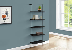 Monarch Specialties Bookshelf, Bookcase, Etagere, Ladder, 5 Tier, 72"H, Office, Bedroom, Black Laminate, Black Metal, Contemporary, Modern Black Metal,Particle Board I 3683