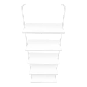 Monarch Specialties Bookshelf, Bookcase, Etagere, Ladder, 5 Tier, 72"H, Office, Bedroom, White Laminate, White Metal, Contemporary, Modern White Metal,Particle Board I 3687