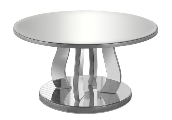 Monarch Specialties Coffee Table, Accent, Cocktail, Round, Living Room, 36"Dia, Clear Mirror, Grey, Transitional Silver Mdf I 3725