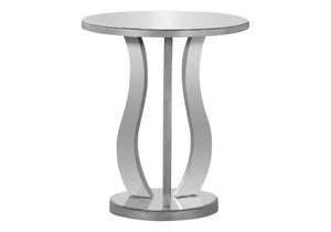 Monarch Specialties Accent Table, Side, End, Nightstand, Lamp, Living Room, Bedroom, Clear Mirror, Grey, Transitional Silver Mdf I 3726