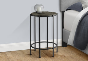 Monarch Specialties Accent Table, End, Round, Side Table, Small, Lamp, Living Room, Bedroom, Nightstand, Dark Bronze Laminate, Black Metal, Contemporary Black Metal,Laminate,Particle Board I 3755