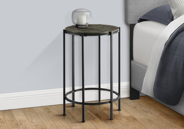 Monarch Specialties Accent Table, End, Round, Side Table, Small, Lamp, Living Room, Bedroom, Nightstand, Dark Bronze Laminate, Black Metal, Contemporary Black Metal,Laminate,Particle Board I 3755
