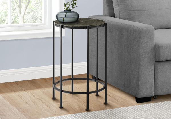 Monarch Specialties Accent Table, End, Round, Side Table, Small, Lamp, Living Room, Bedroom, Nightstand, Dark Bronze Laminate, Black Metal, Contemporary Black Metal,Laminate,Particle Board I 3755