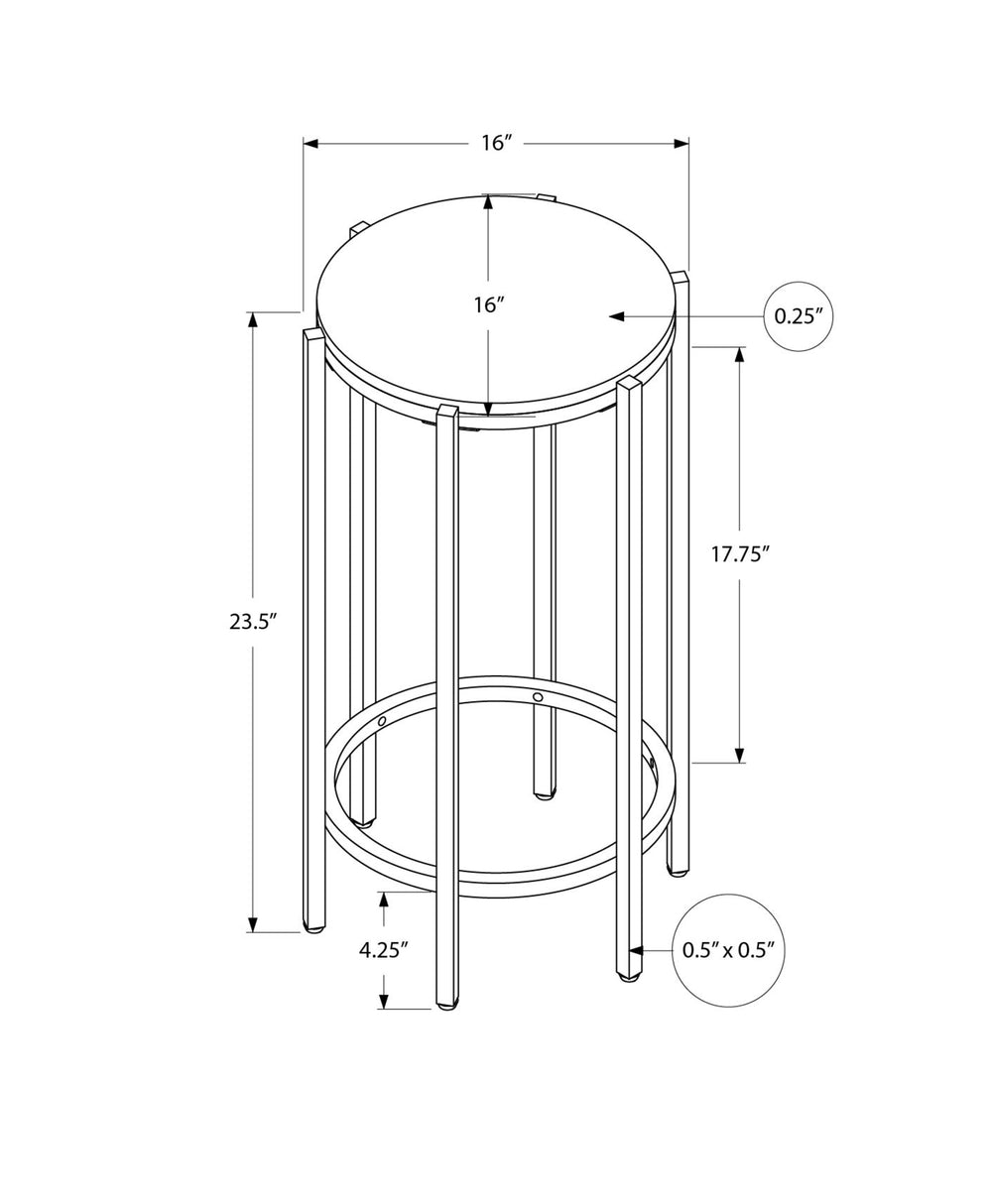 Monarch Specialties Accent Table, End, Round, Side Table, Small, Lamp, Living Room, Bedroom, Nightstand, Dark Bronze Laminate, Black Metal, Contemporary Black Metal,Laminate,Particle Board I 3755