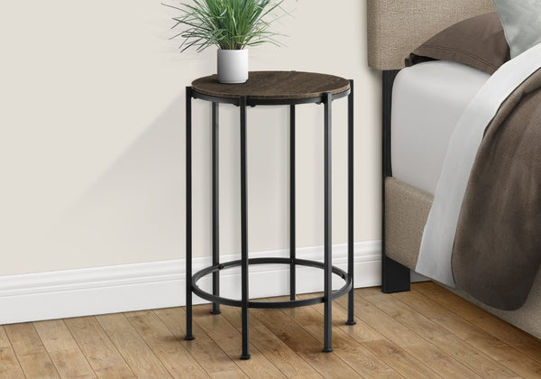 Monarch Specialties Accent Table, End, Round, Side Table, Small, Lamp, Living Room, Bedroom, Nightstand, Dark Oak Laminate, Black Metal, Contemporary Black,Oak, Oak Metal,Particle Board I 3756