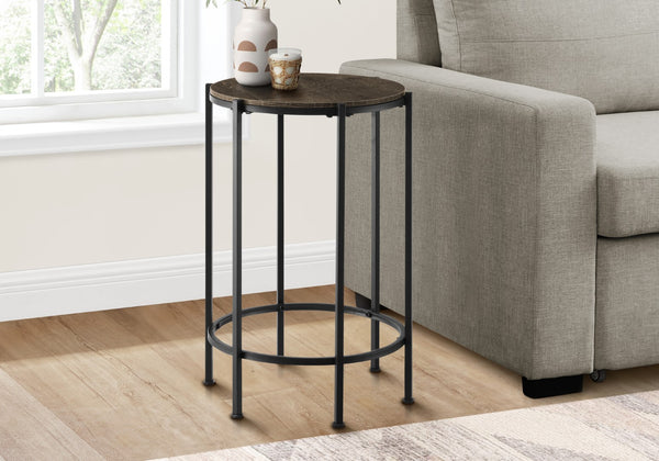 Monarch Specialties Accent Table, End, Round, Side Table, Small, Lamp, Living Room, Bedroom, Nightstand, Dark Oak Laminate, Black Metal, Contemporary Black,Oak, Oak Metal,Particle Board I 3756
