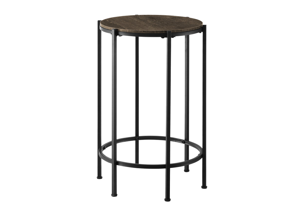 Monarch Specialties Accent Table, End, Round, Side Table, Small, Lamp, Living Room, Bedroom, Nightstand, Dark Oak Laminate, Black Metal, Contemporary Black,Oak, Oak Metal,Particle Board I 3756