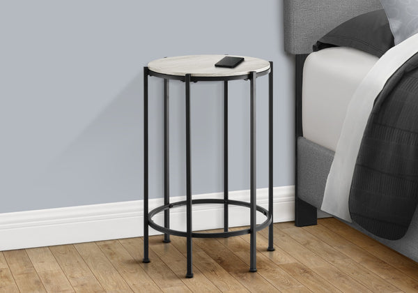 Monarch Specialties Accent Table, End, Round, Side Table, Small, Lamp, Living Room, Bedroom, Nightstand, Washed Oak Laminate, Black Metal, Contemporary Black,Oak, Oak Metal,Laminate,Particle Board I 3757