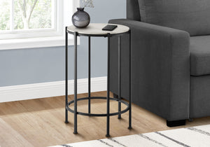 Monarch Specialties Accent Table, End, Round, Side Table, Small, Lamp, Living Room, Bedroom, Nightstand, Washed Oak Laminate, Black Metal, Contemporary Black,Oak, Oak Metal,Laminate,Particle Board I 3757