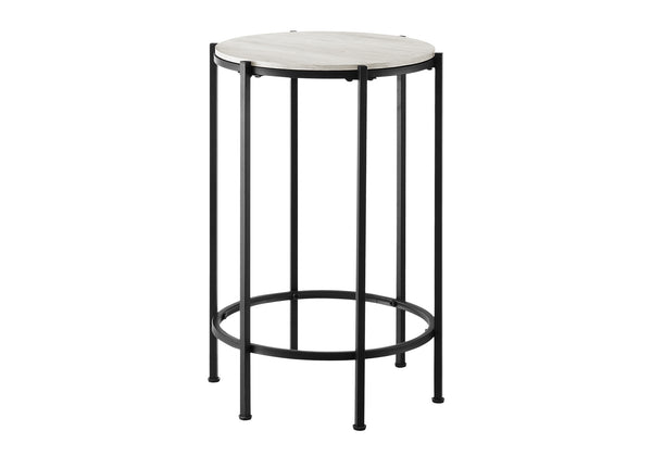 Monarch Specialties Accent Table, End, Round, Side Table, Small, Lamp, Living Room, Bedroom, Nightstand, Washed Oak Laminate, Black Metal, Contemporary Black,Oak, Oak Metal,Laminate,Particle Board I 3757