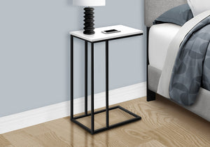 Monarch Specialties Accent Table, C-shaped, End, Side, Snack, Living Room, Bedroom, White Laminate, Black Metal, Contemporary, Modern White Particle Board,Metal I 3760