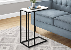 Monarch Specialties Accent Table, C-shaped, End, Side, Snack, Living Room, Bedroom, White Laminate, Black Metal, Contemporary, Modern White Particle Board,Metal I 3760