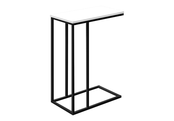 Monarch Specialties Accent Table, C-shaped, End, Side, Snack, Living Room, Bedroom, White Laminate, Black Metal, Contemporary, Modern White Particle Board,Metal I 3760
