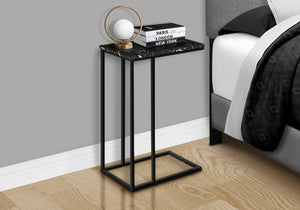 Monarch Specialties Accent Table, C-shaped, End, Side, Snack, Living Room, Bedroom, Black Marble Look Laminate, Black Metal, Contemporary, Modern Black Particle Board,Metal I 3763