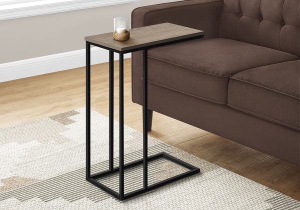 Monarch Specialties Accent Table, C-shaped, End, Side, Snack, Living Room, Bedroom, Brown Laminate, Black Metal, Contemporary, Modern Dark Taupe Particle Board,Metal I 3766