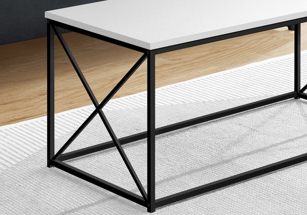 Monarch Specialties Coffee Table, Accent, Cocktail, Rectangular, Living Room, 40"L, White Laminate, Black Metal, Contemporary, Modern White Particle Board,Metal I 3780