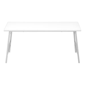 Monarch Specialties Coffee Table, Accent, Cocktail, Rectangular, Living Room, 40"L, White Laminate, Grey Metal, Contemporary, Modern White,Silver, Silver Mdf,Metal I 3790