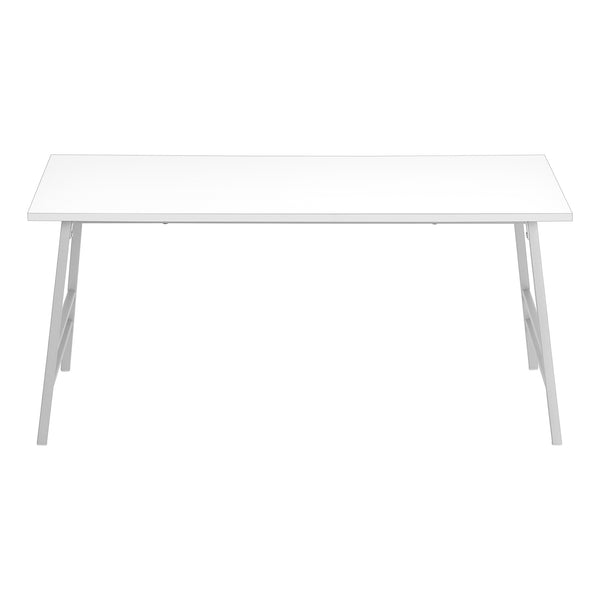 Monarch Specialties Coffee Table, Accent, Cocktail, Rectangular, Living Room, 40"L, White Laminate, Grey Metal, Contemporary, Modern White,Silver, Silver Mdf,Metal I 3790