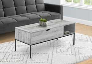 Monarch Specialties Coffee Table, 42" L, Rectangular, Cocktail, Lift-top, Grey, Black Metal, Contemporary, Modern Grey,Black, Black Particle Board,Metal I 3805