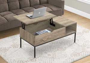 Monarch Specialties Coffee Table, 42" L, Rectangular, Cocktail, Lift-top, Dark Taupe, Black Metal, Contemporary, Modern Dark Taupe,Black, Black Particle Board,Metal I 3806