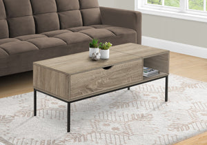 Monarch Specialties Coffee Table, 42" L, Rectangular, Cocktail, Lift-top, Dark Taupe, Black Metal, Contemporary, Modern Dark Taupe,Black, Black Particle Board,Metal I 3806