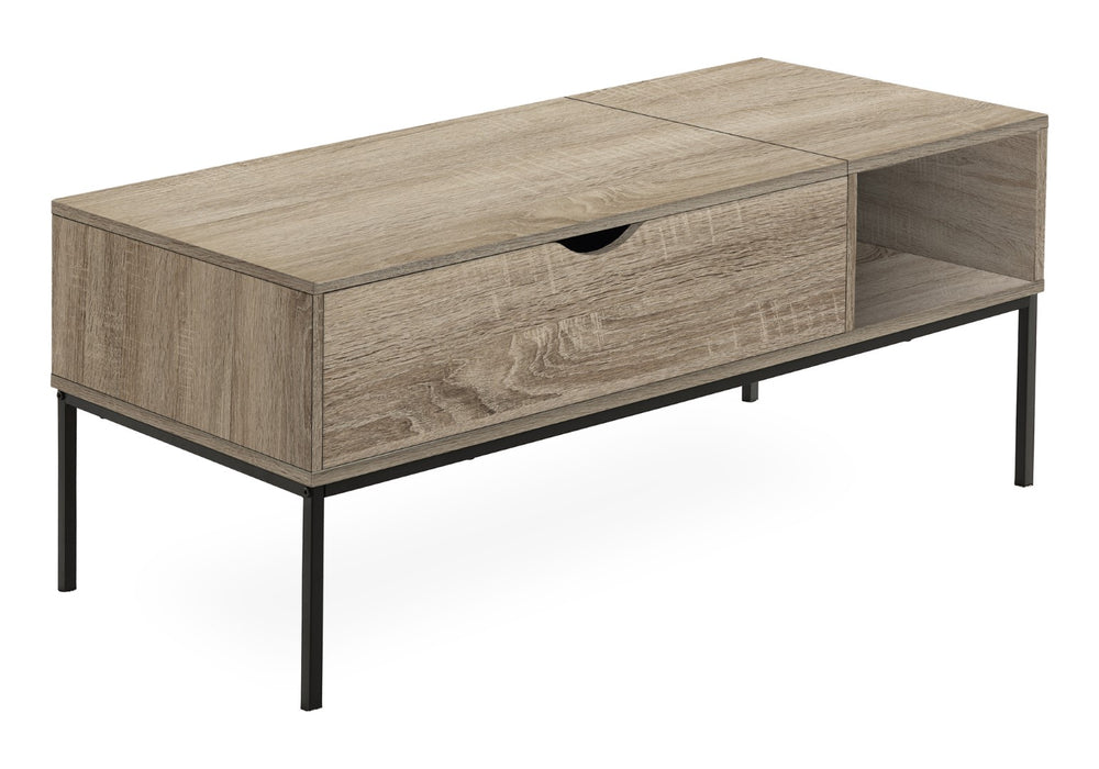 Monarch Specialties Coffee Table, 42" L, Rectangular, Cocktail, Lift-top, Dark Taupe, Black Metal, Contemporary, Modern Dark Taupe,Black, Black Particle Board,Metal I 3806