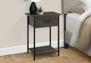 Monarch Specialties Accent Table, 2 Tier, End, Lamp, Living Room, Side Table, Storage Drawer, Small, Dark Bronze Laminate, Black Metal, Contemporary Black Metal,Laminate,Particle Board I 3815