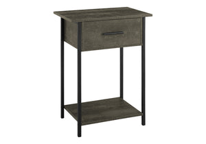 Monarch Specialties Accent Table, 2 Tier, End, Lamp, Living Room, Side Table, Storage Drawer, Small, Dark Bronze Laminate, Black Metal, Contemporary Black Metal,Laminate,Particle Board I 3815