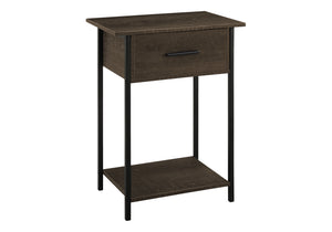 Monarch Specialties Accent Table, 2 Tier, End, Lamp, Living Room, Side Table, Storage Drawer, Small, Dark Oak Laminate, Black Metal, Contemporary Black,Oak, Oak Metal,Laminate,Particle Board I 3816