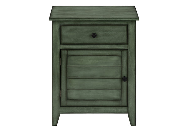 Monarch Specialties Accent Table, Nightstand, Storage Drawer, End, Side Table, Bedroom, Lamp, Storage, Antique Green Veneer, Transitional Green Mdf,Solid Wood,Veneer I 3948