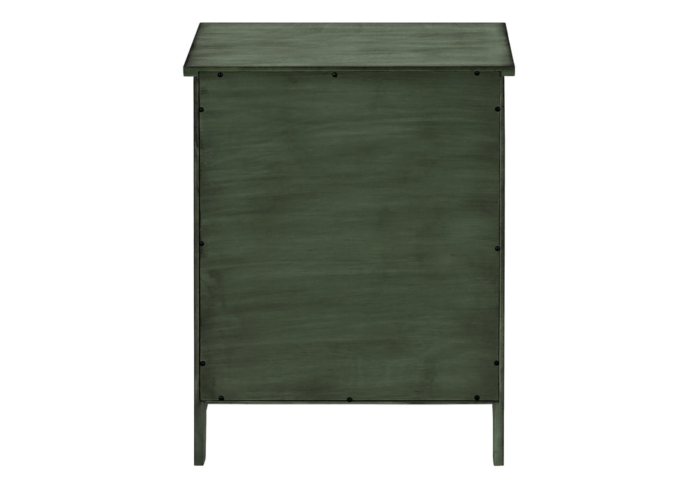 Monarch Specialties Accent Table, Nightstand, Storage Drawer, End, Side Table, Bedroom, Lamp, Storage, Antique Green Veneer, Transitional Green Mdf,Solid Wood,Veneer I 3948