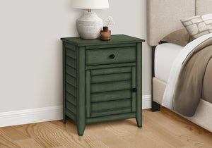 Monarch Specialties Accent Table, Nightstand, Storage Drawer, End, Side Table, Bedroom, Lamp, Storage, Antique Green Veneer, Transitional Green Mdf,Solid Wood,Veneer I 3948