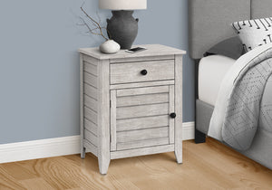 Monarch Specialties Accent Table, Nightstand, Storage Drawer, End, Side Table, Bedroom, Lamp, Storage, Grey Veneer, Transitional Washed Grey Mdf,Solid Wood,Veneer I 3950