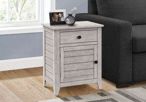 Monarch Specialties Accent Table, Nightstand, Storage Drawer, End, Side Table, Bedroom, Lamp, Storage, Grey Veneer, Transitional Washed Grey Mdf,Solid Wood,Veneer I 3950