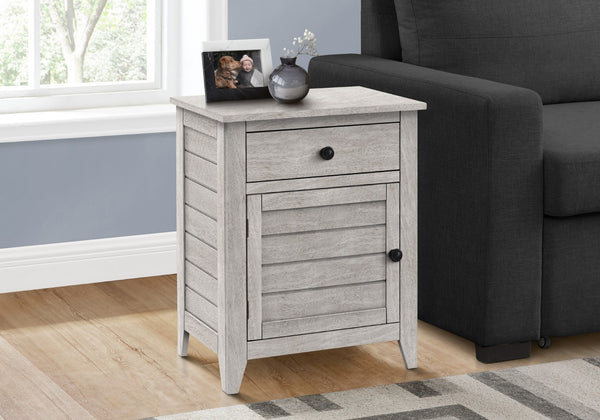 Monarch Specialties Accent Table, Nightstand, Storage Drawer, End, Side Table, Bedroom, Lamp, Storage, Grey Veneer, Transitional Washed Grey Mdf,Solid Wood,Veneer I 3950