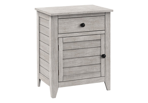 Monarch Specialties Accent Table, Nightstand, Storage Drawer, End, Side Table, Bedroom, Lamp, Storage, Grey Veneer, Transitional Washed Grey Mdf,Solid Wood,Veneer I 3950