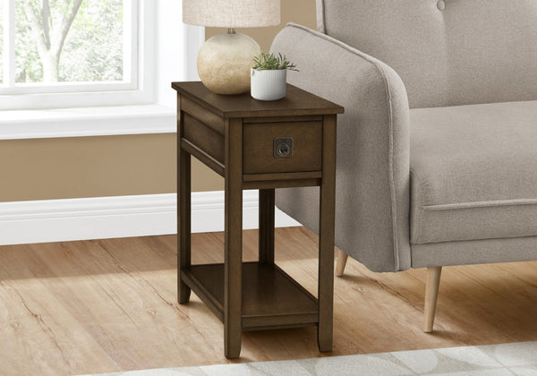Monarch Specialties Accent Table, End, Side Table, Nightstand, Bedroom, Narrow, Storage Drawer, Brown Veneer, Transitional Espresso Mdf,Solid Wood,Veneer I 3953