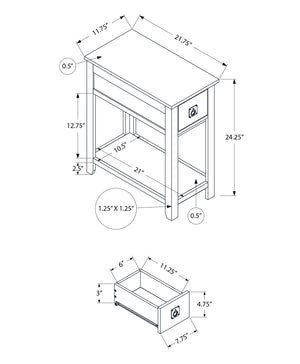 Monarch Specialties Accent Table, End, Side Table, Nightstand, Bedroom, Narrow, Storage Drawer, Brown Veneer, Transitional Espresso Mdf,Solid Wood,Veneer I 3953