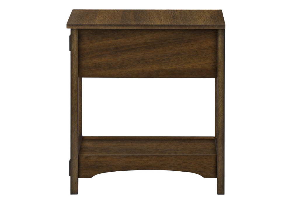 Monarch Specialties Accent Table, End, Side Table, Nightstand, 2 Tier, Narrow, Storage Drawer, Brown Veneer, Transitional Brown Walnut Mdf,Solid Wood,Veneer I 3955