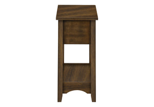 Monarch Specialties Accent Table, End, Side Table, Nightstand, 2 Tier, Narrow, Storage Drawer, Brown Veneer, Transitional Brown Walnut Mdf,Solid Wood,Veneer I 3955