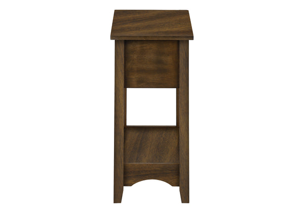 Monarch Specialties Accent Table, End, Side Table, Nightstand, 2 Tier, Narrow, Storage Drawer, Brown Veneer, Transitional Brown Walnut Mdf,Solid Wood,Veneer I 3955