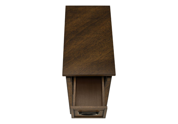 Monarch Specialties Accent Table, End, Side Table, Nightstand, 2 Tier, Narrow, Storage Drawer, Brown Veneer, Transitional Brown Walnut Mdf,Solid Wood,Veneer I 3955